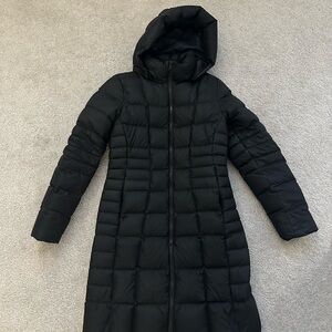 Women's Black North Face 600 Down Fill Hooded Puffer Long Coat